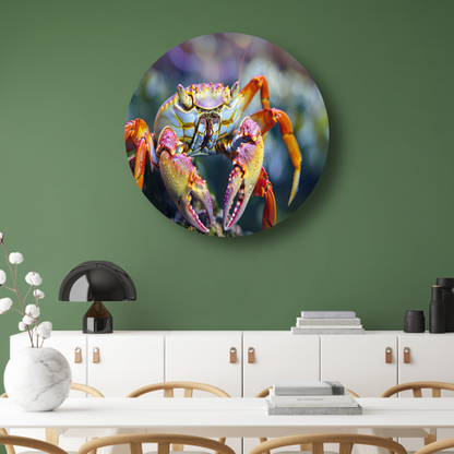 Abstracte krab op rots aluminium muurcirkel