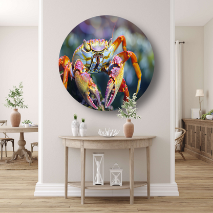 Abstracte krab op rots aluminium muurcirkel