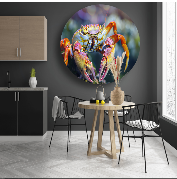 Abstracte krab op rots aluminium muurcirkel