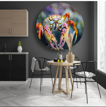 Abstracte krab op rots aluminium muurcirkel