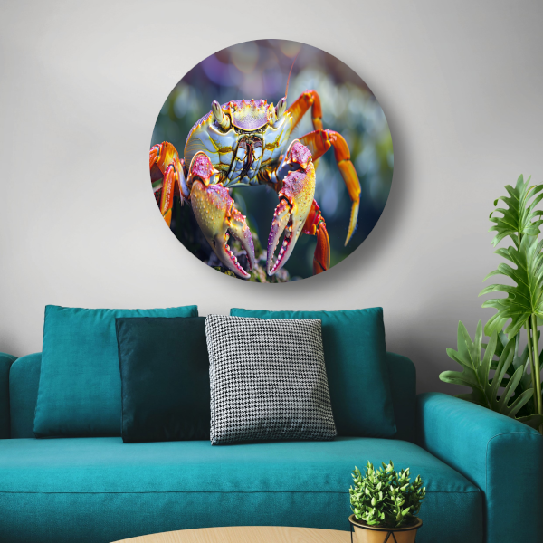 Abstracte krab op rots aluminium muurcirkel