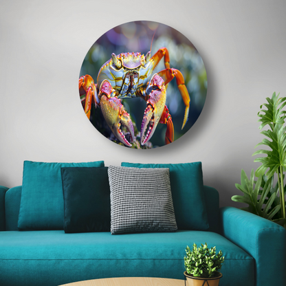 Abstracte krab op rots aluminium muurcirkel