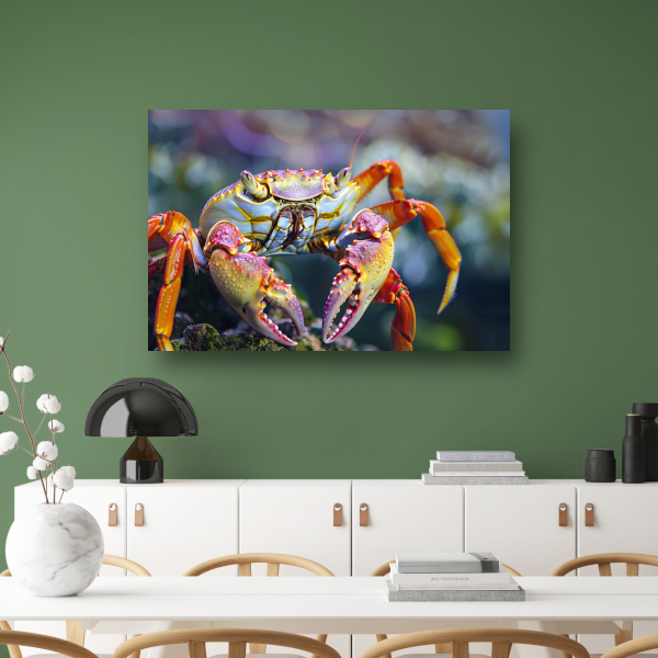 Abstracte krab op rots canvas met baklijst