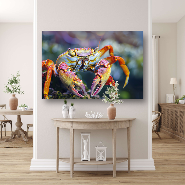 Abstracte krab op rots canvas met baklijst