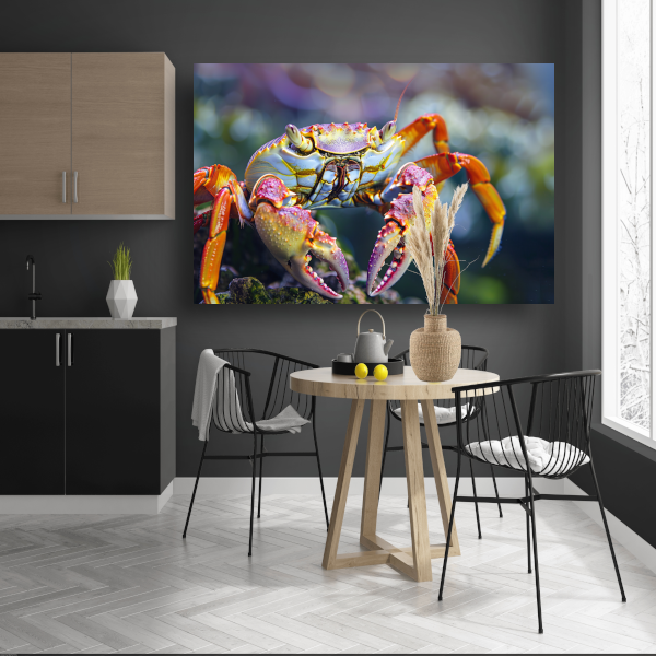Abstracte krab op rots canvas met baklijst