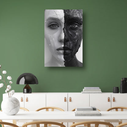 Gelaagde Visie in Zwart en Wit canvas met baklijst