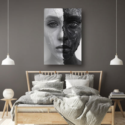 Gelaagde Visie in Zwart en Wit canvas met baklijst