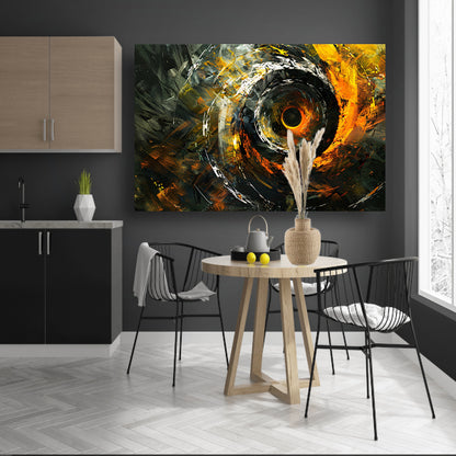 Dynamisch abstract schilderij met spiraalvormenposter