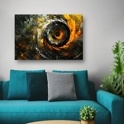 Dynamisch abstract schilderij met spiraalvormen acrylglas