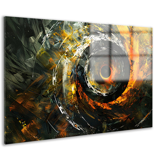 Dynamisch abstract schilderij met spiraalvormen acrylglas