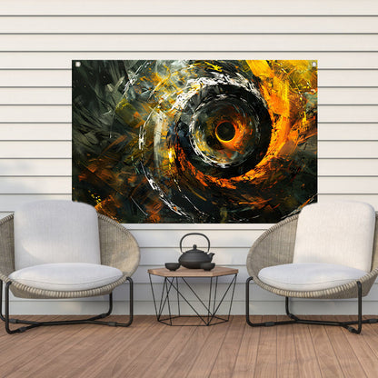 Dynamisch abstract schilderij met spiraalvormen tuinposter