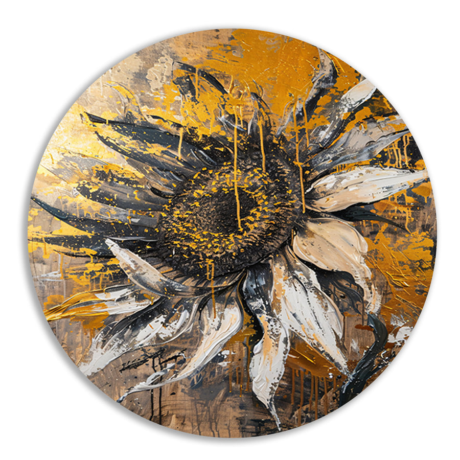 Dynamische Abstracte Zonnebloem in Explosieve Kleuren forex muurcirkel