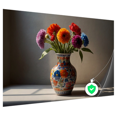 Kleurrijk stilleven met bloemen in vaas poster