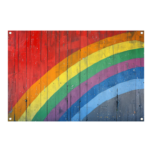 Abstracte Regenboog op Houten Paneel tuinposter
