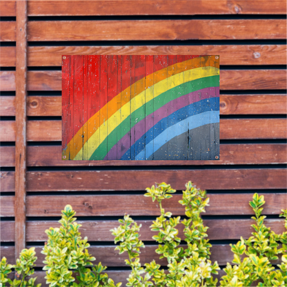 Abstracte Regenboog op Houten Paneel tuinposter