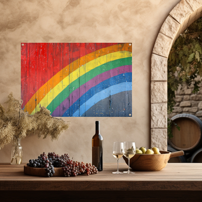 Abstracte Regenboog op Houten Paneel tuinposter