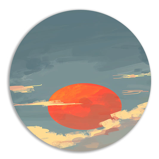 Adembenemende digitale kunst van zonsondergang aluminium muurcirkel