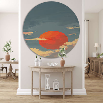 Adembenemende digitale kunst van zonsondergang aluminium muurcirkel