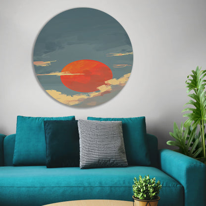 Adembenemende digitale kunst van zonsondergang aluminium muurcirkel