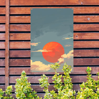 Adembenemende digitale kunst van zonsondergang tuinposter