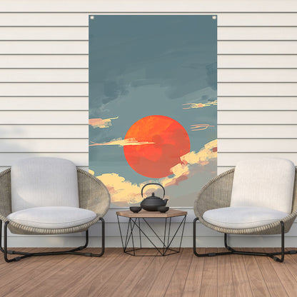 Adembenemende digitale kunst van zonsondergang tuinposter