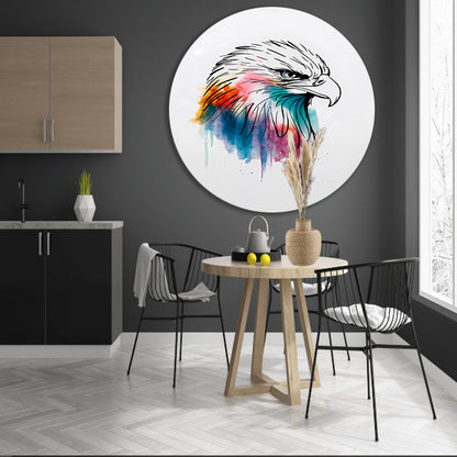 Moderne Kleurrijke Adelaar Lijnkunst aluminium muurcirkel
