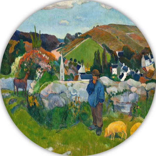 De varkenshoeder - Paul Gauguin aluminium muurcirkel