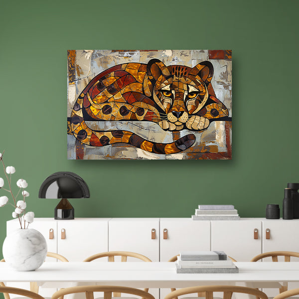 Kleurrijk glas-in-lood cheeta ontwerp poster