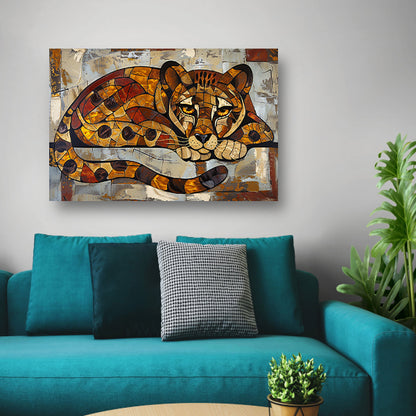 Kleurrijk glas-in-lood cheeta ontwerp poster