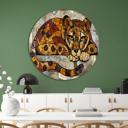 Kleurrijk glas-in-lood cheeta ontwerp aluminium muurcirkel