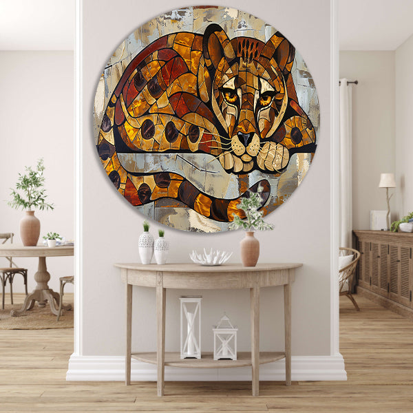 Kleurrijk glas-in-lood cheeta ontwerp forex muurcirkel