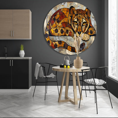 Kleurrijk glas-in-lood cheeta ontwerp aluminium muurcirkel
