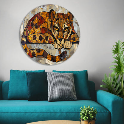 Kleurrijk glas-in-lood cheeta ontwerp aluminium muurcirkel