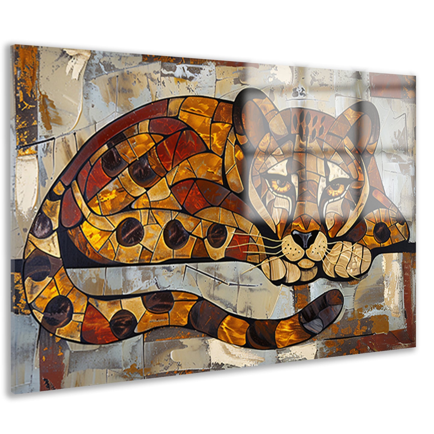 Kleurrijk glas-in-lood cheeta ontwerp acrylglas