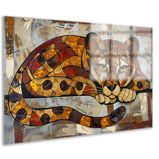 Kleurrijk glas-in-lood cheeta ontwerp acrylglas