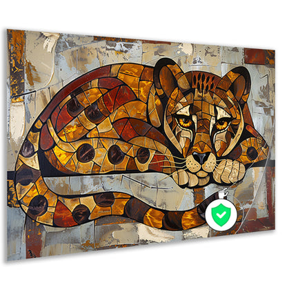 Kleurrijk glas-in-lood cheeta ontwerp poster