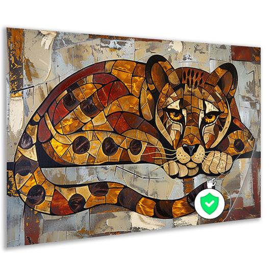 Kleurrijk glas-in-lood cheeta ontwerp poster
