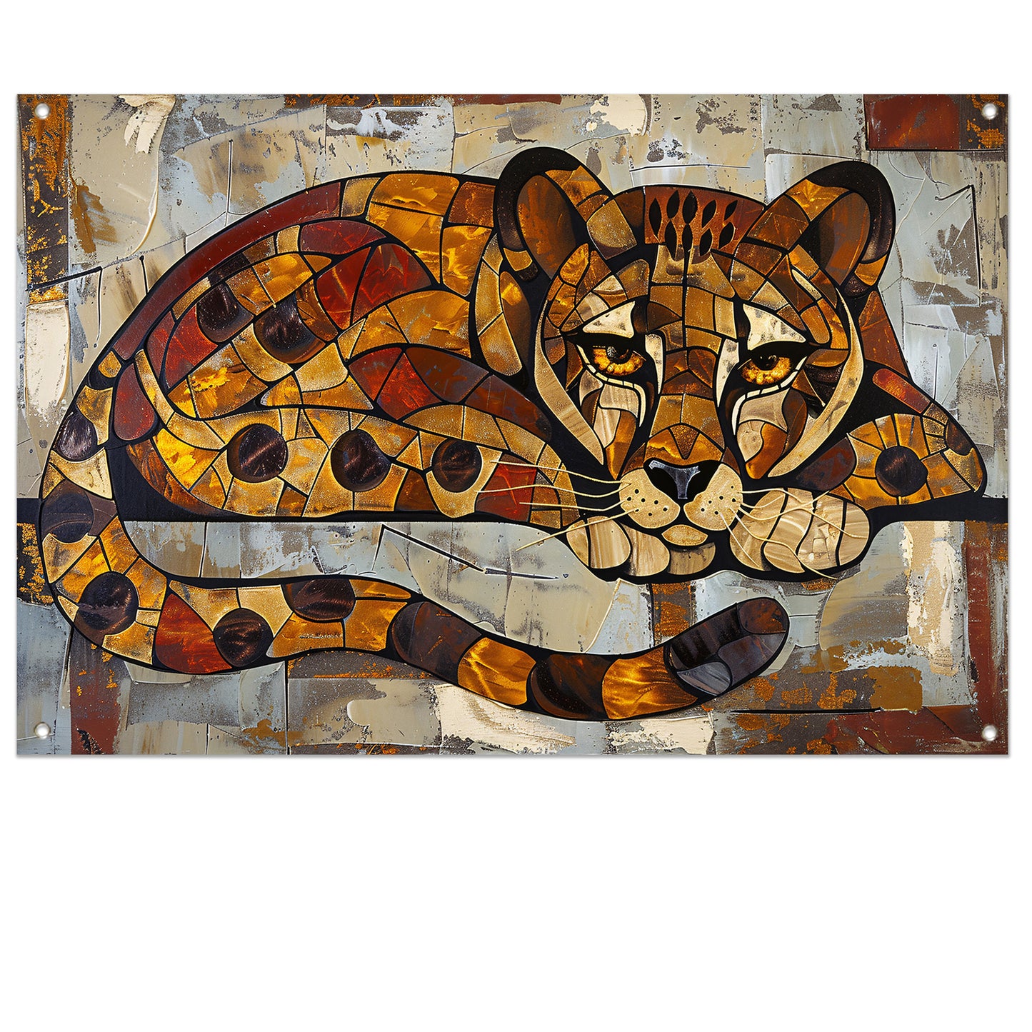 Kleurrijk glas-in-lood cheeta ontwerp tuinposter