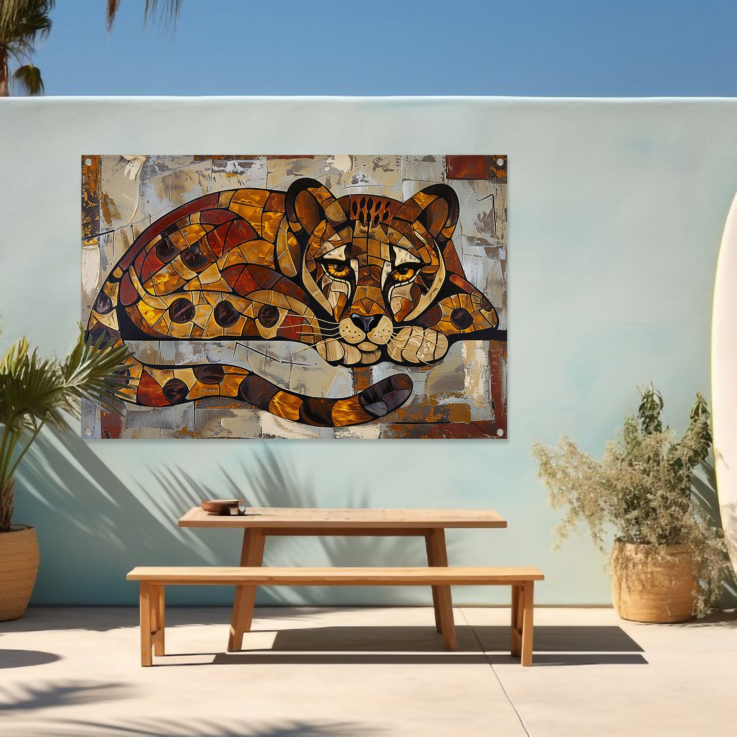 Kleurrijk glas-in-lood cheeta ontwerp tuinposter