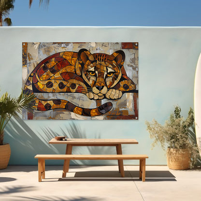 Kleurrijk glas-in-lood cheeta ontwerp tuinposter