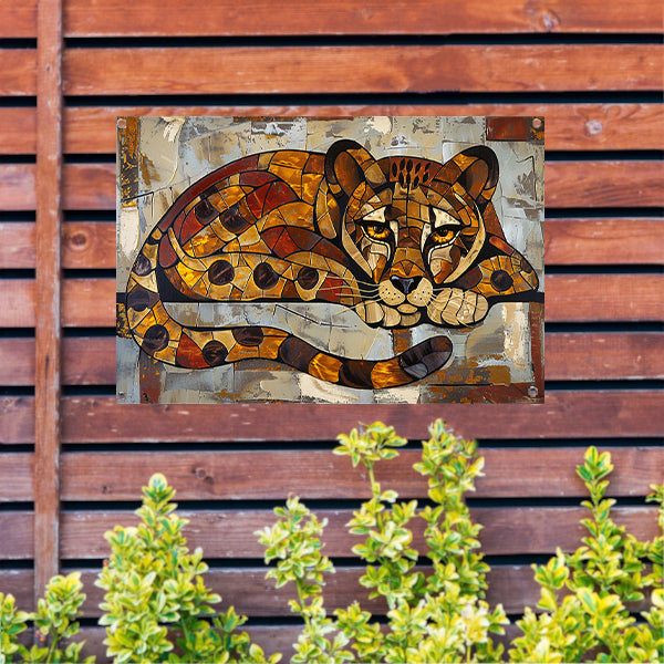 Kleurrijk glas-in-lood cheeta ontwerp tuinposter