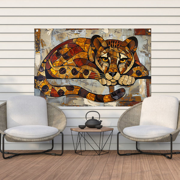 Kleurrijk glas-in-lood cheeta ontwerp tuinposter