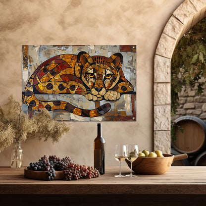 Kleurrijk glas-in-lood cheeta ontwerp tuinposter