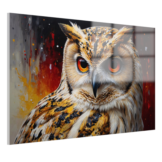 Majestueuze Uil met Levendige Kleurexplosie acrylglas