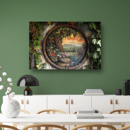 Impressionistisch Wijnvat Landschap canvas met baklijst