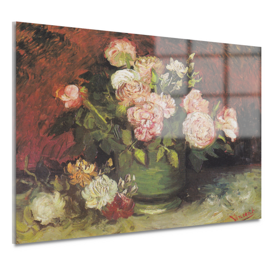 Schaal met Pioenrozen en Rozen - Vincent van Gogh acrylglas