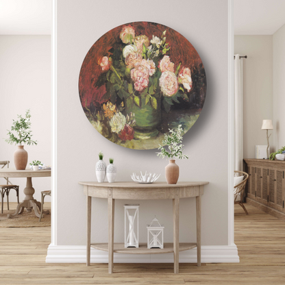 Schaal met Pioenrozen en Rozen - Vincent van Gogh aluminium muurcirkel