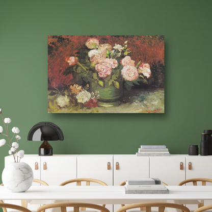 Schaal met Pioenrozen en Rozen - Vincent van Gogh poster