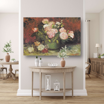 Schaal met Pioenrozen en Rozen - Vincent van Gogh poster