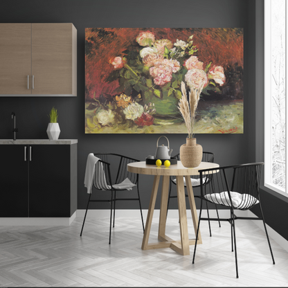 Schaal met Pioenrozen en Rozen - Vincent van Gogh poster